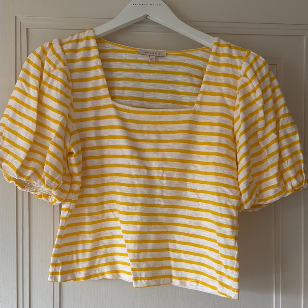 Skies Are Blue Yellow Crop Top with Trendy Design